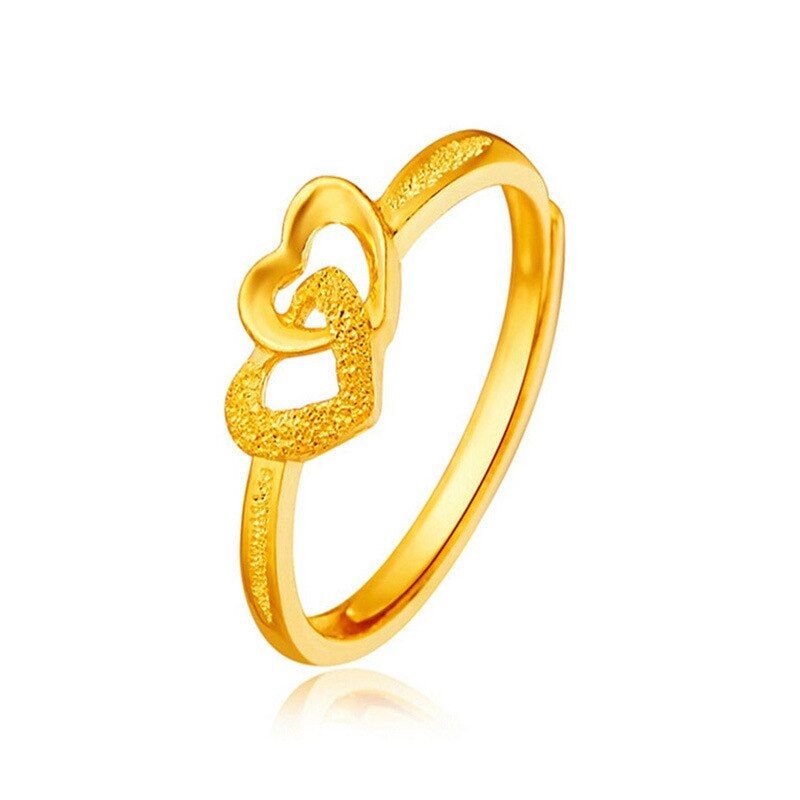 Gold Plated Retro Double Heart Ring