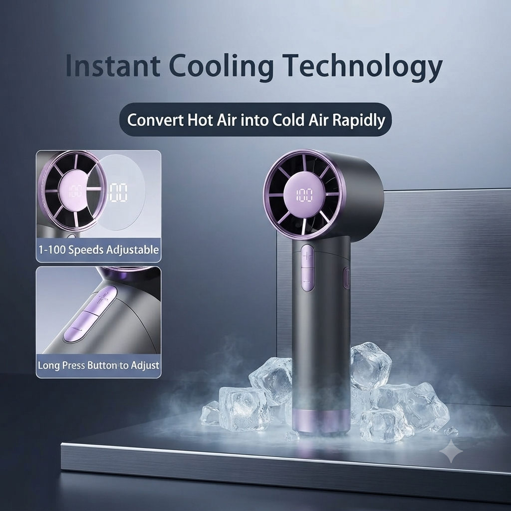 Ice Wind FS-20 — Portable Hurricane Handheld Fan | Cool Air Wherever You Go