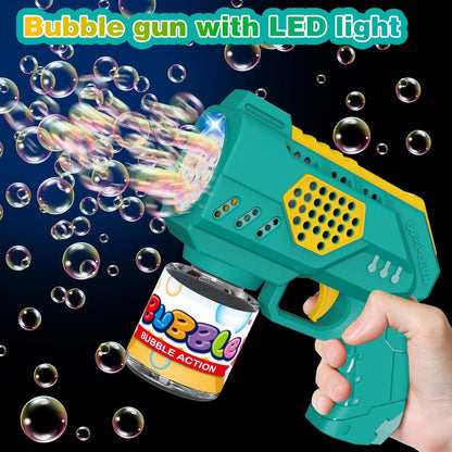 Automatic Bubble Maker Gun – 10-Hole Light-Up Toy for Kids