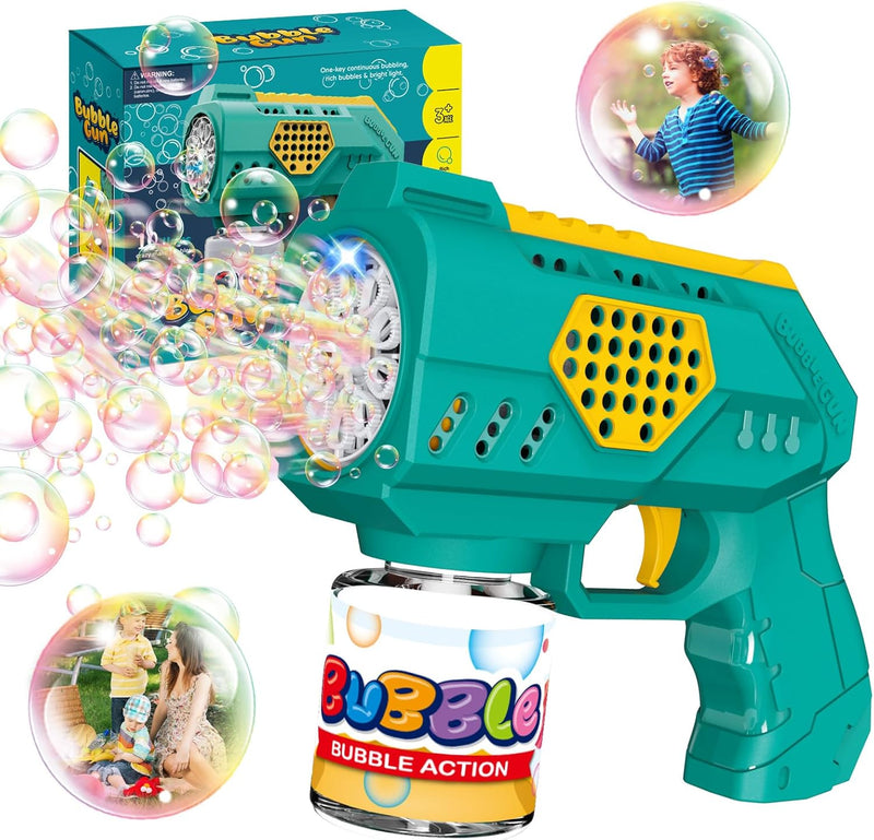 Automatic Bubble Maker Gun – 10-Hole Light-Up Toy for Kids