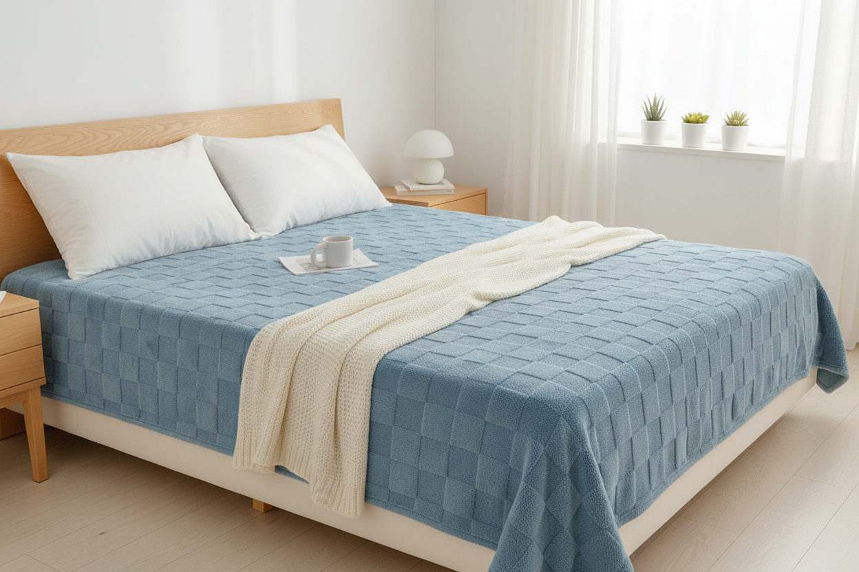 Blue Bedspread - Scandinavian Room