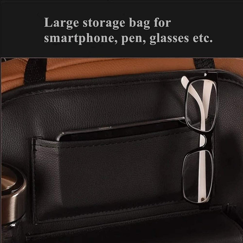 Premium PU Leather Car Seat Back Organizer – Multi-Pocket Storage