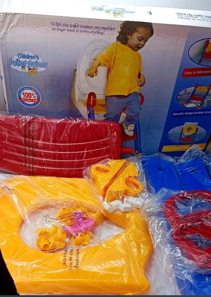 Foldable Children Toilet Training Ladder with Handrails & Non-Slip Steps