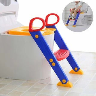 Foldable Children Toilet Training Ladder with Handrails & Non-Slip Steps