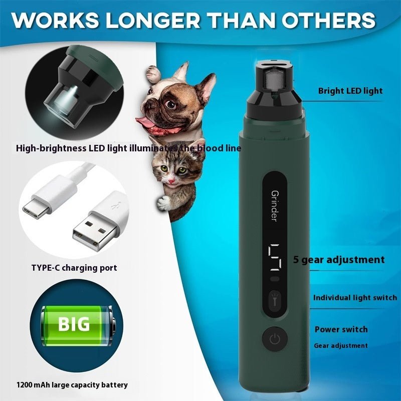 Electric Pet Nail Grinder – Quiet, Safe & Rechargeable Trimmer for Dogs & Cats