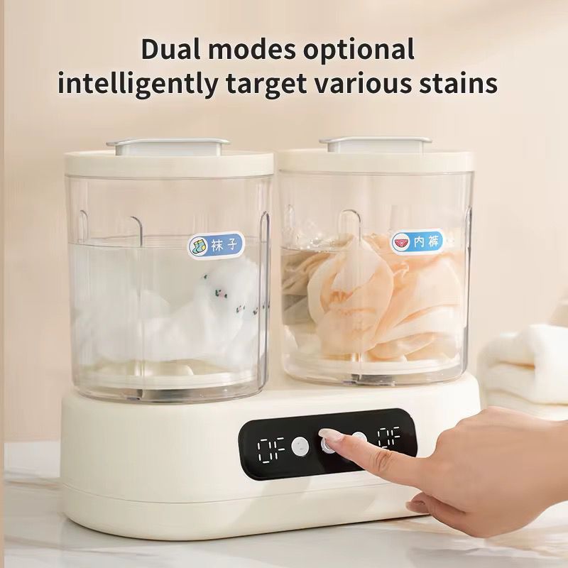 Double-Bucket Mini Washing Machine – Portable Dual 1.5L Washer