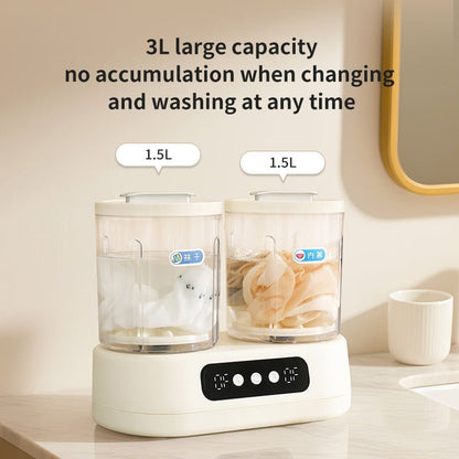 Double-Bucket Mini Washing Machine – Portable Dual 1.5L Washer
