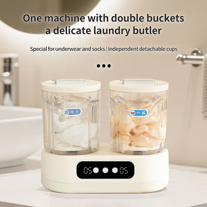 Double-Bucket Mini Washing Machine – Portable Dual 1.5L Washer