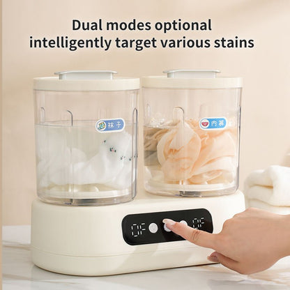 Double-Bucket Mini Washing Machine – Portable Dual 1.5L Washer