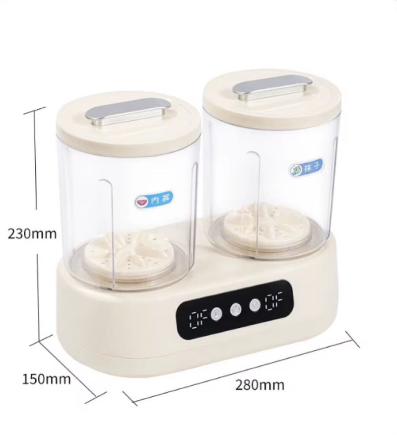 Double-Bucket Mini Washing Machine – Portable Dual 1.5L Washer