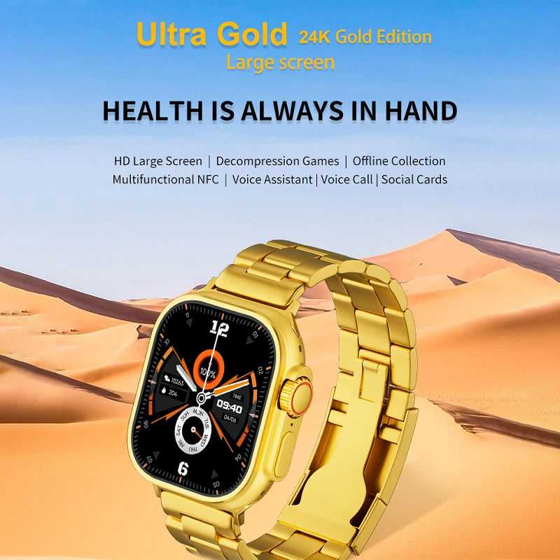 JSYES M100 Ultra Smart Watch – Premium Gold Metallic Classics Edition