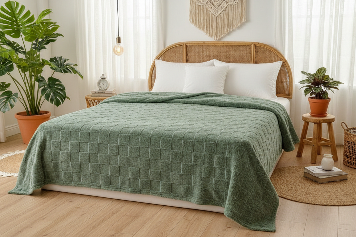 Green Bedspread - Boho Room