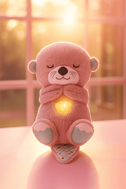 Heartbeat & Light-Up Belly Bear – Baby Sleep Soother Plush Toy