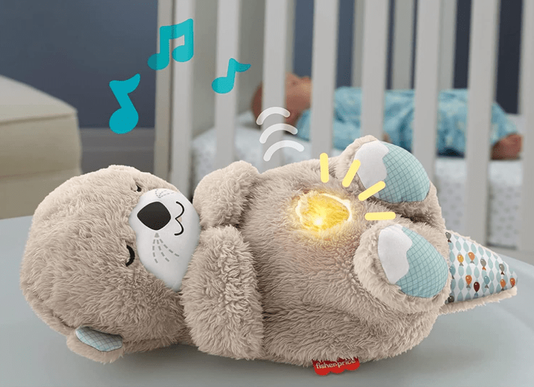 Heartbeat & Light-Up Belly Bear – Baby Sleep Soother Plush Toy