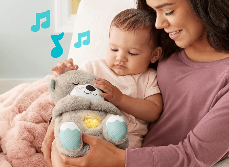 Heartbeat & Light-Up Belly Bear – Baby Sleep Soother Plush Toy
