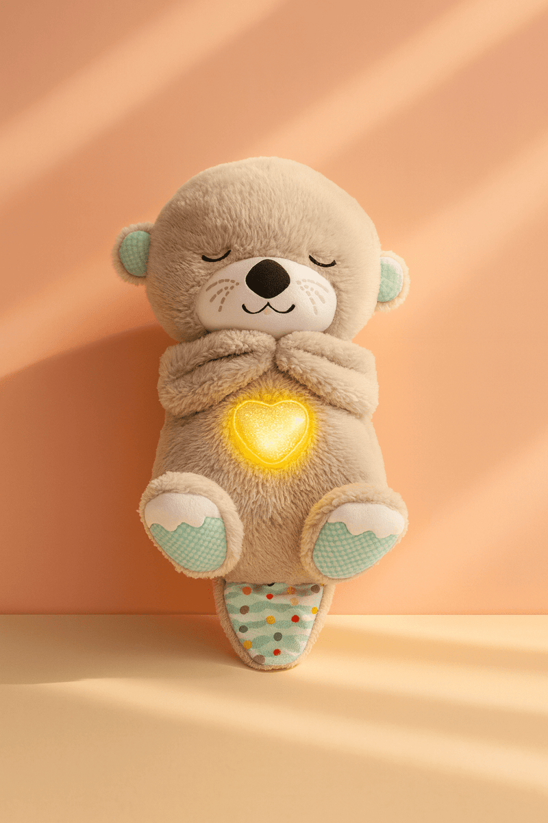 Heartbeat & Light-Up Belly Bear – Baby Sleep Soother Plush Toy