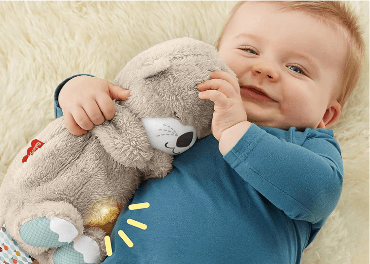 Heartbeat & Light-Up Belly Bear – Baby Sleep Soother Plush Toy
