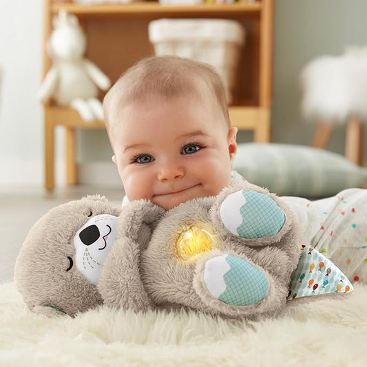Heartbeat & Light-Up Belly Bear – Baby Sleep Soother Plush Toy