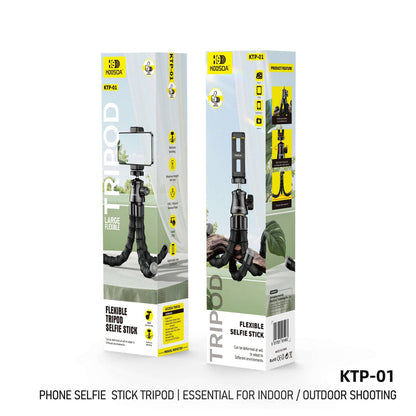 HOOSDA Flexible Selfie Stick Tripod – Bendable Legs, Universal Phone Holder