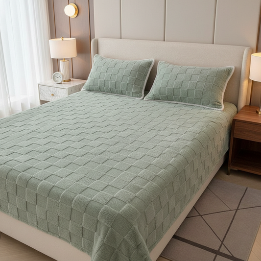 Fleece Bedspread - 1 Sheet + 2 Pillows - Elegant Bedroom