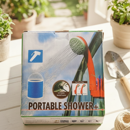Portable Shower+ retail packaging box