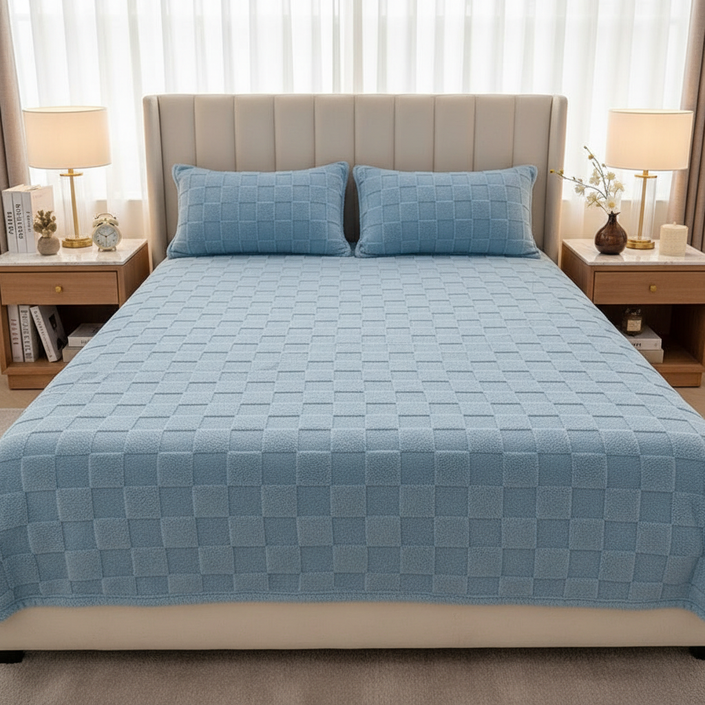 Fleece Bedspread - 1 Sheet + 2 Pillows - Elegant Bedroom Style 4