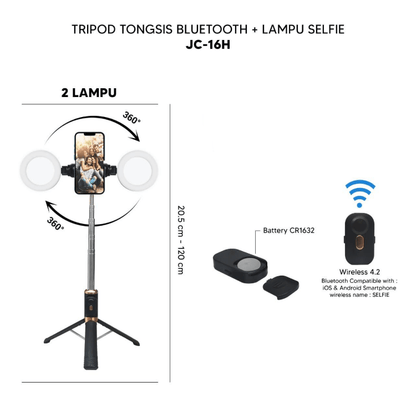 JC Series Wireless Bluetooth Selfie Stick Tripod – 360° Rotation & Remote Shutter
