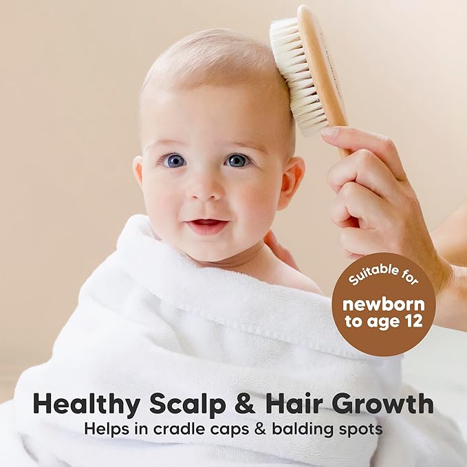Kidilo Baby Comb &amp; Brush Suit (3-Piece Wooden Grooming Set)