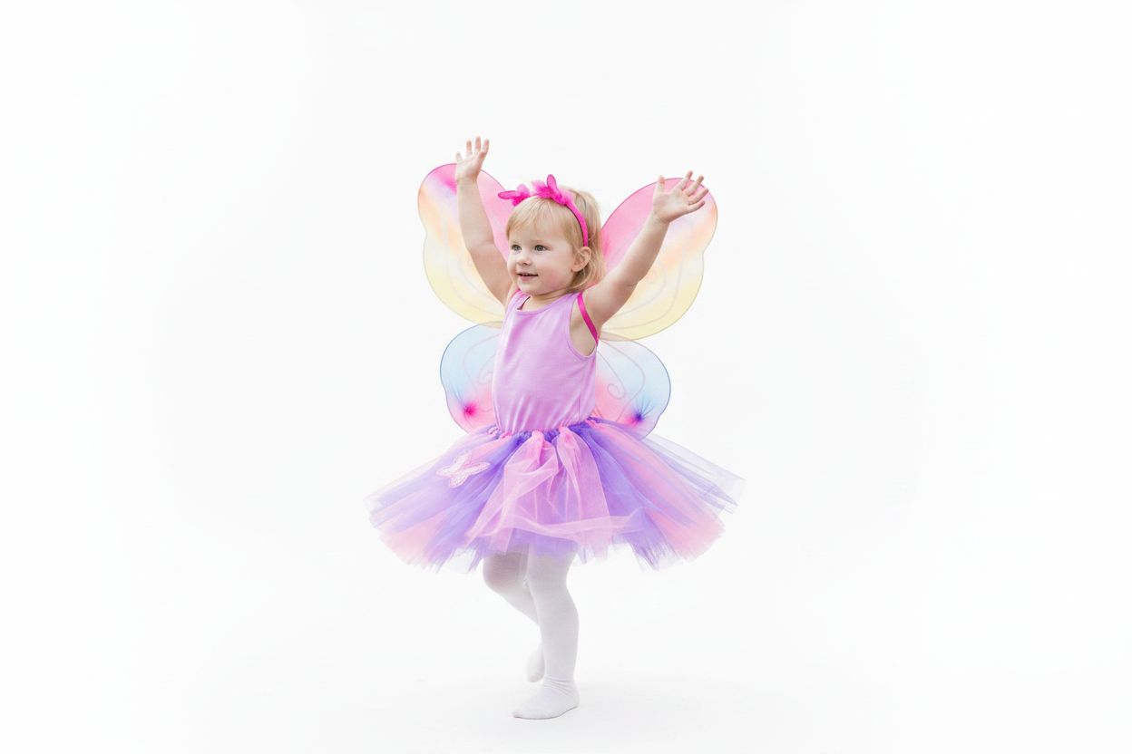 Kids Rainbow Fairy Wings Costume | Butterfly Wings & Headband Set