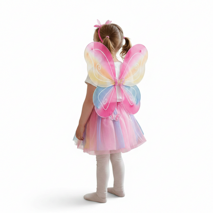 Kids Rainbow Fairy Wings Costume | Butterfly Wings & Headband Set