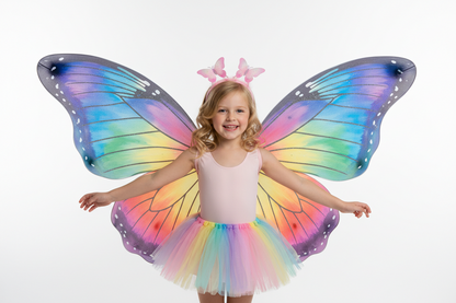 Kids Rainbow Fairy Wings Costume | Butterfly Wings & Headband Set