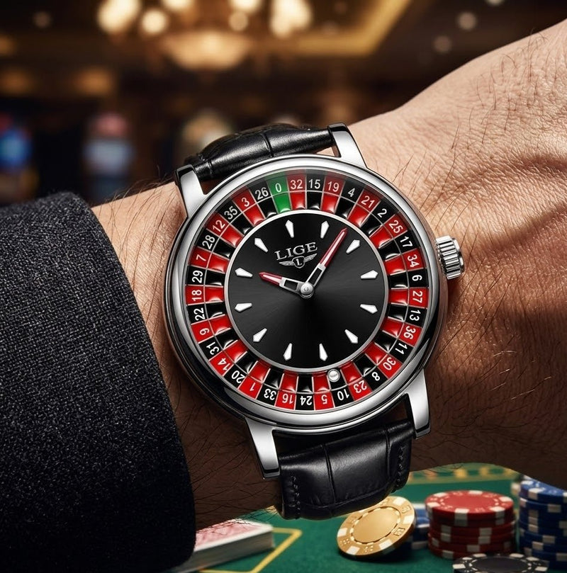 LIGE Roulette Dial Watch – Casino-Inspired Quartz Timepiece