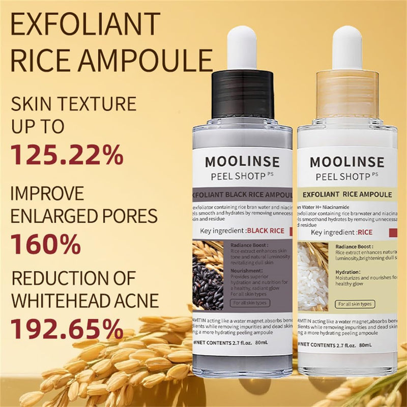 Rice & Black Rice Brightening Ampoule – Gentle Exfoliant Serum, Pack of 2