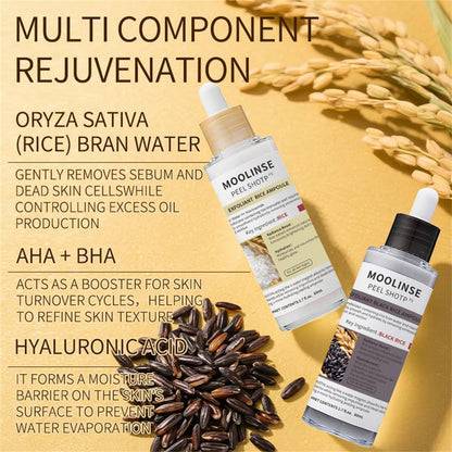 Rice & Black Rice Brightening Ampoule – Gentle Exfoliant Serum, Pack of 2