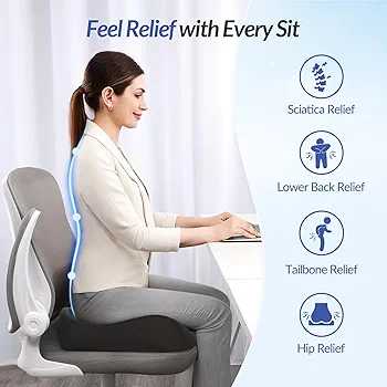 Ergonomic Memory Foam Seat Cushion – Posture & Pain Relief Support