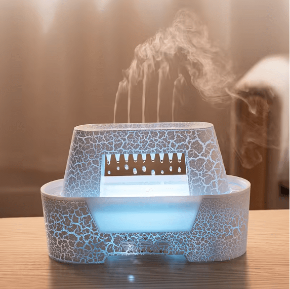 Raindrop Aroma Humidifier with LED Flame Light & Remote Control