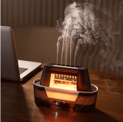 Raindrop Aroma Humidifier with LED Flame Light & Remote Control
