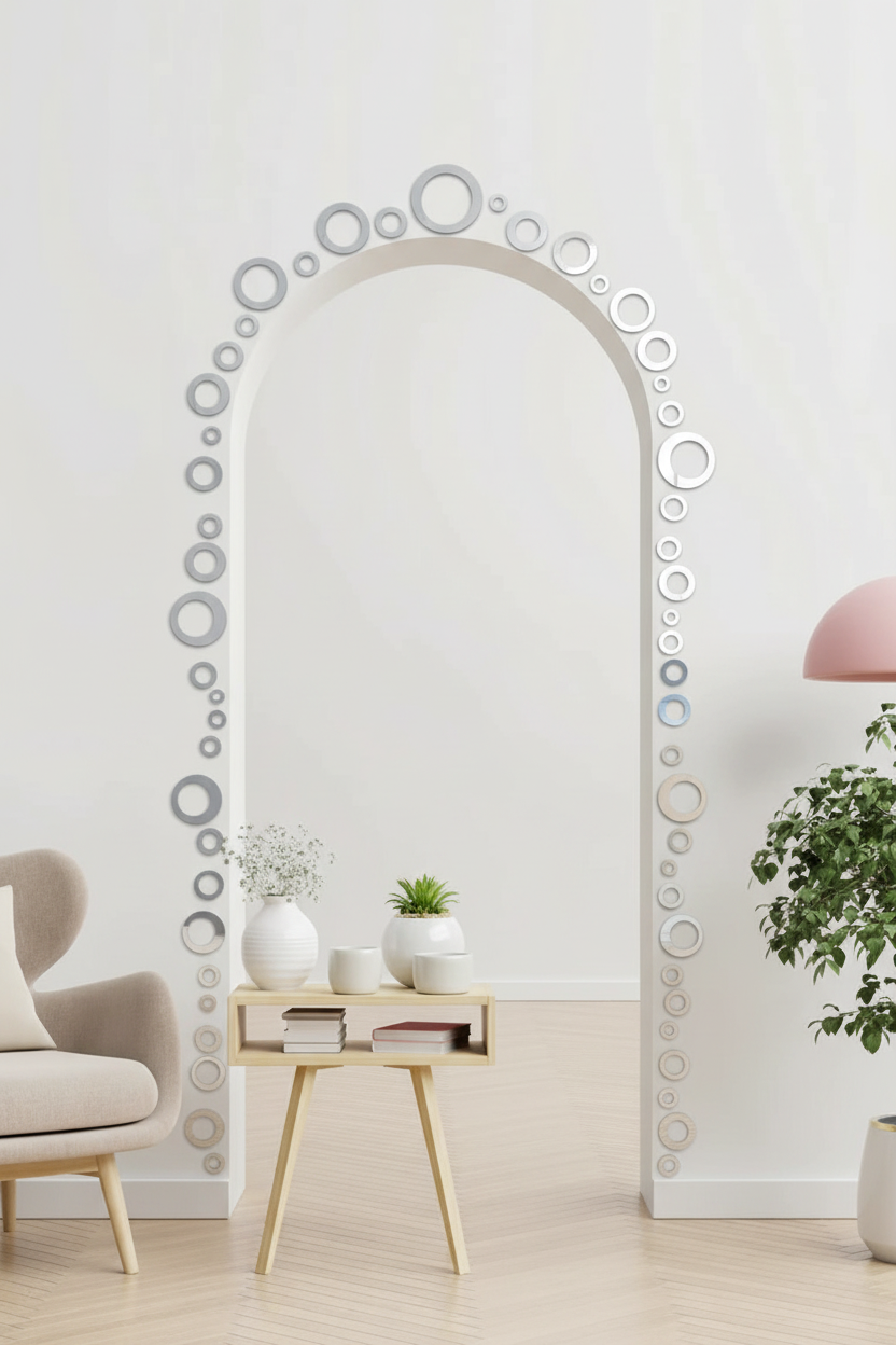 Silver Mirror Rings Around Arch