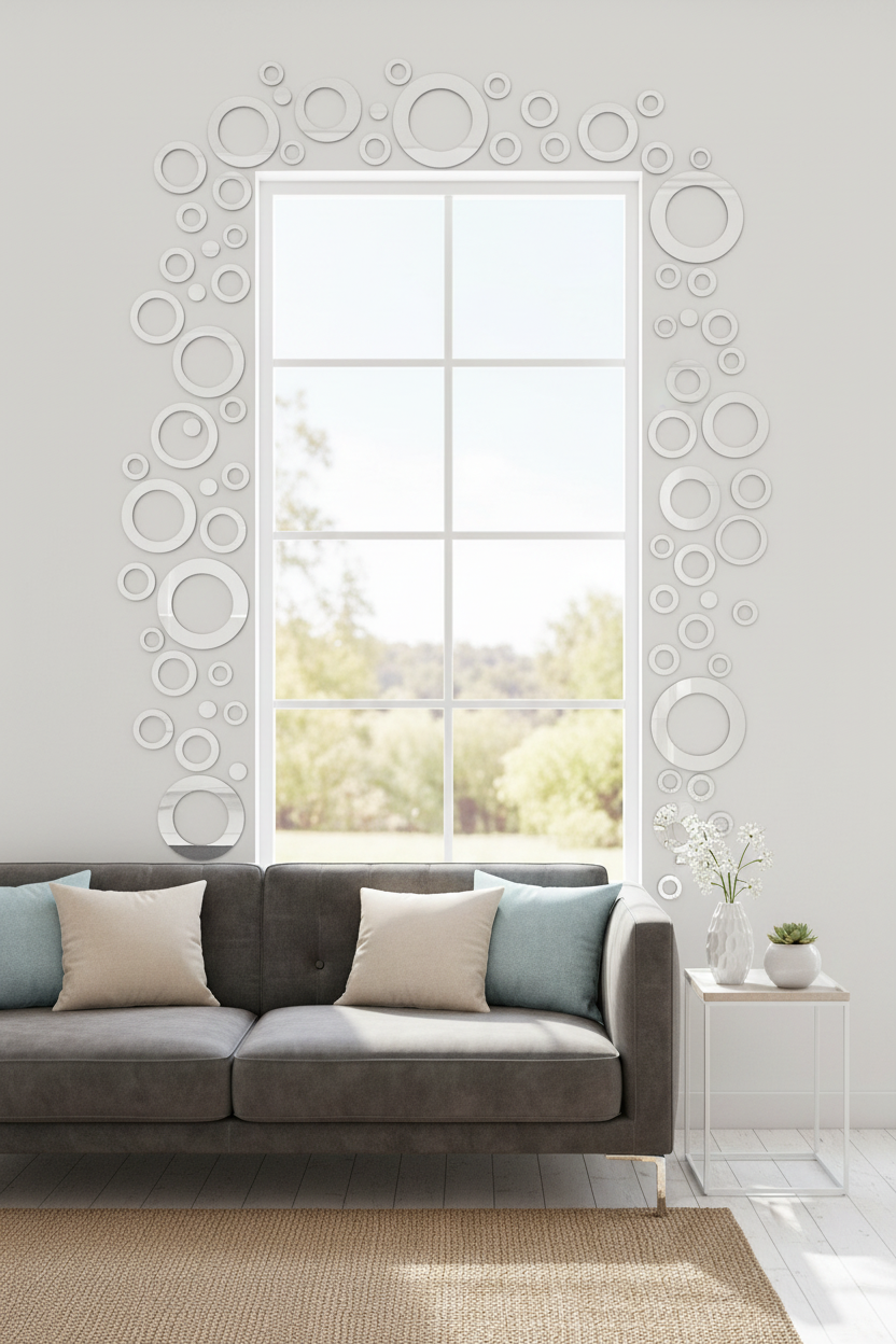 Silver Mirror Rings Around Window