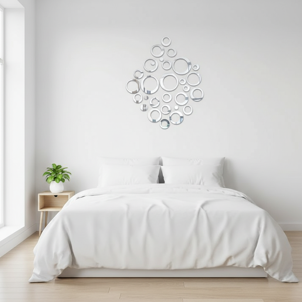 Silver Mirror Rings - Bedroom