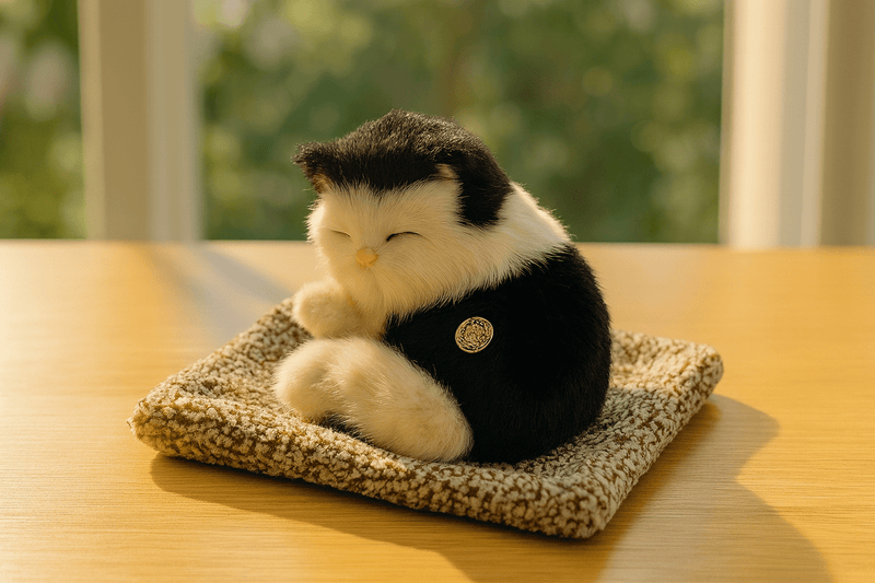 Realistic Sleeping Cat Plush Toy with Sound & Breathing Motion