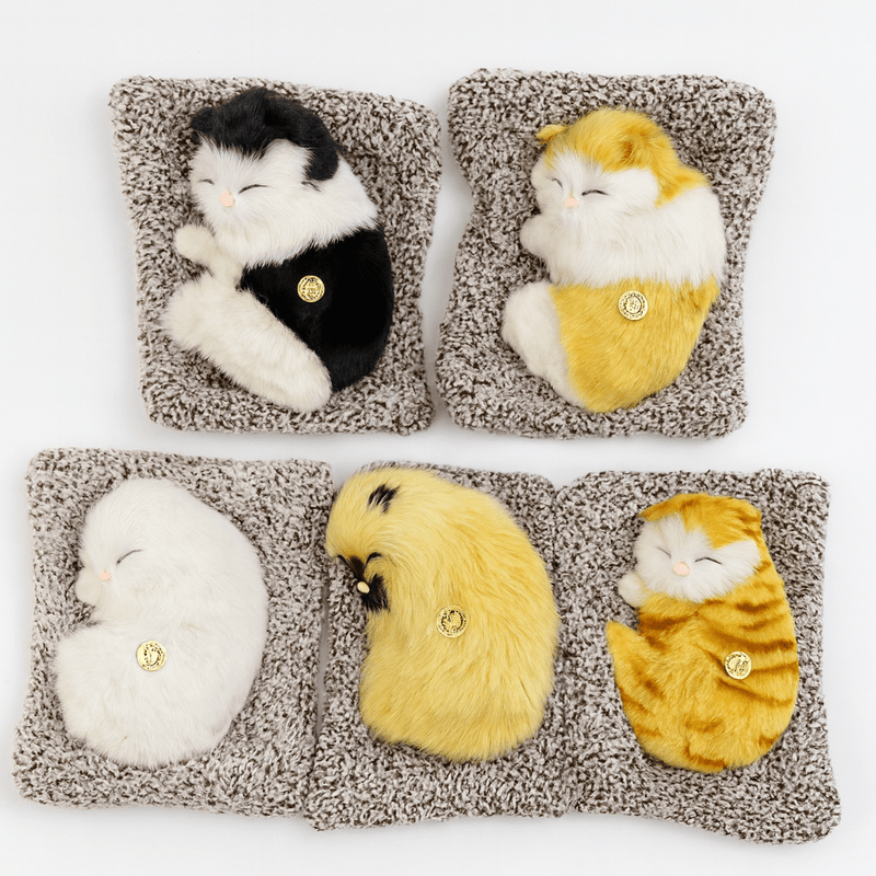 Realistic Sleeping Cat Plush Toy with Sound & Breathing Motion