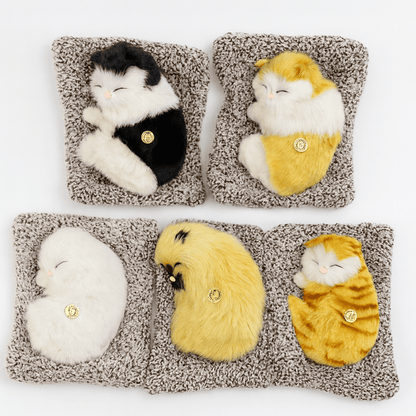 Realistic Sleeping Cat Plush Toy with Sound & Breathing Motion