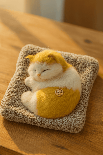 Realistic Sleeping Cat Plush Toy with Sound & Breathing Motion