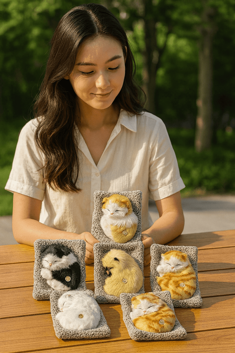 Realistic Sleeping Cat Plush Toy with Sound & Breathing Motion