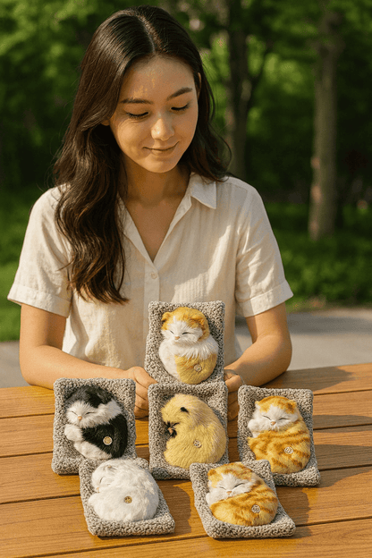 Realistic Sleeping Cat Plush Toy with Sound & Breathing Motion
