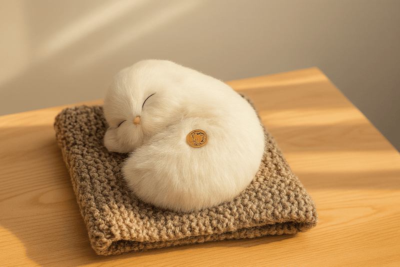 Realistic Sleeping Cat Plush Toy with Sound & Breathing Motion