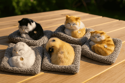 Realistic Sleeping Cat Plush Toy with Sound & Breathing Motion
