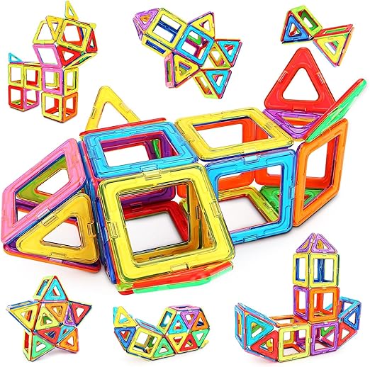 STEM Magnetic Building Blocks Set | 42-Piece Magnetic Tiles for Kids