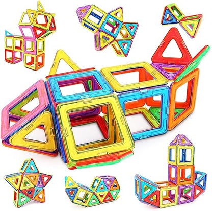 STEM Magnetic Building Blocks Set | 42-Piece Magnetic Tiles for Kids